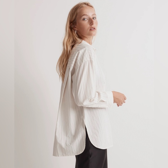 Madewell Signature Poplin Oversized Shirt in Stripe - Picture 3 of 9